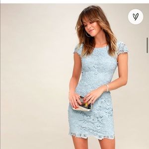 LULUS Baby Blue Mini Lace Dress
